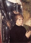 The donor Adriaan Reins in front of Saint Adrian on the left panel of the Triptych of Adriaan Reins Hans Memling